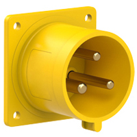 Pin and Sleeve Inlet Devices 888-6234-NS IEC 60309 Panel Mount Inlet Straight Type, IP44 Rated, 30 Amp 120 Volt, 4H, IEC 309 International Pin and Sleeve Devices 